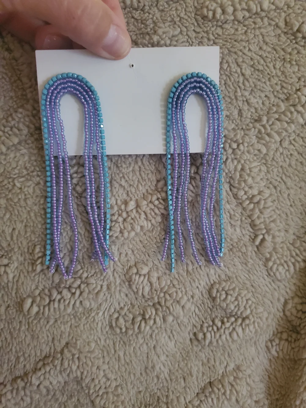 Rainbow Waterfall  Crystal Drop Earrings - Blue/Teal/Yellow Set Of 6